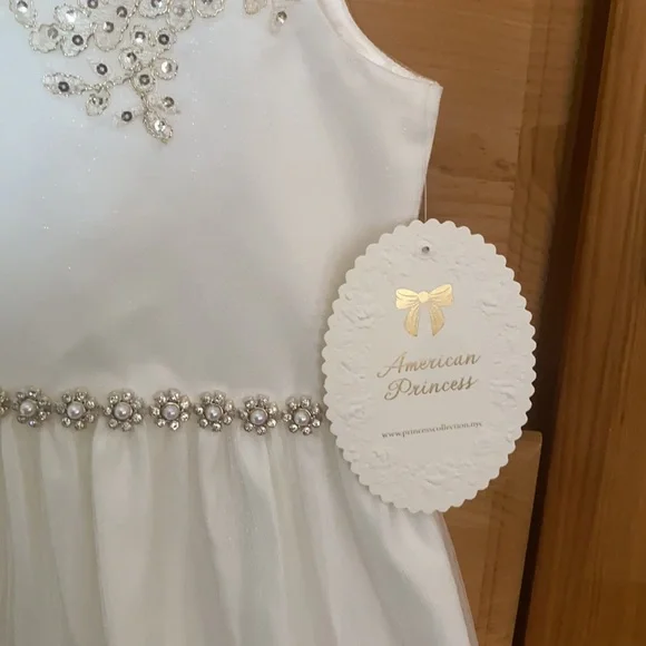 NWT gold lace sparkle flower girl communion dress - Picture 8 of 16